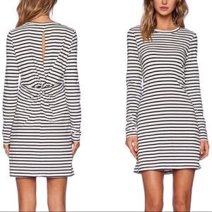 A.L.C. Fay Mini White Black Dress Striped Knot Back Long Sleeve Size S